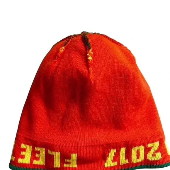 Fleet Feet winter running pom pom beanie 2017 moose orange hat - Picture 3 of 4